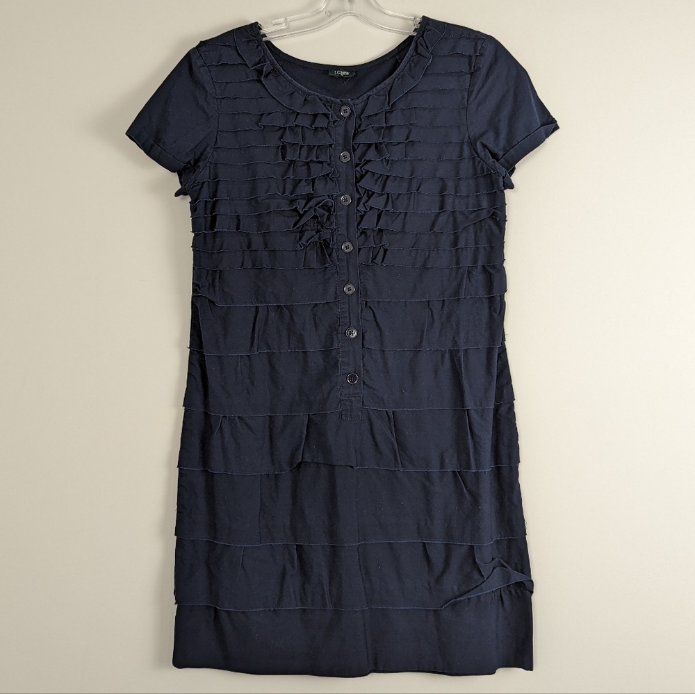 Women's J.Crew Navy Tiered Ruffle Dress - Approximate Size M